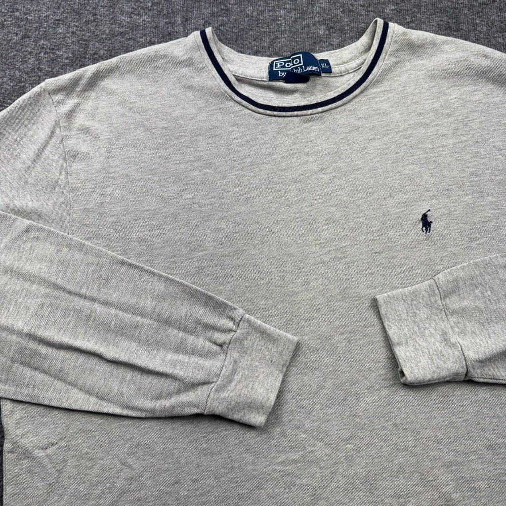 Polo Ralph Lauren Long Sleeve Thermal Shirt‎ Mens XL Beige Gray Blue Pony